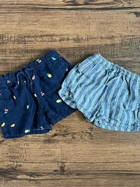 Lot Of 2 Old Navy Toddler Shorts ‘Navy Fruit Blue Striped’ (size 3T)